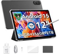 LMHTRADE - Tablet de 12 pulgadas, Android 15 con ranura para tarjeta SIM, bolígrafo, 24 GB + 256 GB (hasta 2 TB), 9000 mAh/33 W, cámara AI 8MP + 16MP (24G)