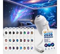 LMIX Proyector de Galaxia 2 en 1, Luz Nocturna Proyector Estrellas Usb de Cielo Estrellado Holográfico 360° 5D Galaxy Projector Night Light Lámpara de Espacio Led para Dormitorio, 24 Películas