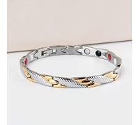 LMJNL Joyería magnética de Enlace, Pulseras médicas con bisagra de Piedra de germanio Negro de Acero Inoxidable para Mujeres y Hombres, Regalo