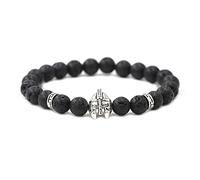 LMJNL Pulsera de Casco de Gladiador de Guerrero Espartano de Caballero Romano, Pulseras de Cuentas de Piedra Natural de 8mm para Hombre, Regalo de Fiesta, joyería
