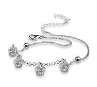 LMJNL Retro 100% 925 Plata esterlina Tobillo Corona Colgante Pulsera Bohemia pie Playa Tobilleras Moda Mujer Cadena descalza joyería Verano Playa Regalo