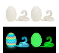 LMJOPYQ 2 serpientes 3D en huevo, animales 3D luminosos móviles, serpiente impresa en 3D, peluche que brilla en la noche, arco iris y verde, juego con dos huevos (30 cm)