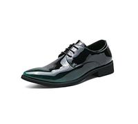 LMLTOP El Nuevo Zapatos de Vestir Oxford for Hombres con Cordones Puntiagudos Zapatos Derby de Cuero sintético Antideslizante Suela de Goma Antideslizante Negocio (Color : Verde, Size : 43 EU)