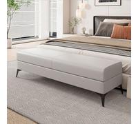 LMMIAOZ Banco otomano Extra Largo para Dormitorio y Sala de Estar, 120 cm, con Almacenamiento, Elegante Asiento al Final de la Cama y reposapiés para sofá (Gris Claro)