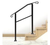 LMMIAOZ Barras de Acero al Carbono para escaleras Exteriores de 3 peldaños, Capacidad de 880 LB, Soporte Reforzado, fácil instalación, 99 cm de Alto, Color Negro.