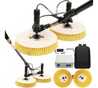 LMMIAOZ Cepillo de Limpieza Giratorio con Varilla telescópica de 3,5 a 7,5 m, Kit de Limpieza de Paneles solares, Equipo de Limpieza en seco y con Agua, para Paneles solares, mód