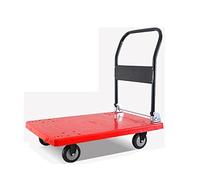 LMMIAOZ Chariot à Plateau, Petit Chariot à Plateforme Avec Plateau en Plastique et poignée en métal, Pliable, facile à Ranger et Grande capacité de Charge, Chariot à Main Rouge à
