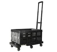 LMMIAOZ Chariot élévateur Noir à Plateau Pliable à 6 roues, Chariot de Transport Portable, Chariot à bagages touristique, Cadeau, Peut Supporter 100 kg (50 x 35 x 5 cm)