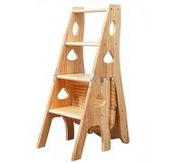 LMMIAOZ Elegante Escalera Plegable de Madera para Biblioteca 3 en 1: Taburete, Soporte de exhibición y estantería. Capacidad de 150 kg. Multifuncional para Uso doméstico. Ideal p