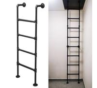 LMMIAOZ Escalera de Metal Negro Resistente para Montaje en Pared, peldaños Antideslizantes para Subir a dormitorios, literas, áticos y bibliotecas. Ideal para un Acceso Seguro.