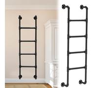 LMMIAOZ Escalera Moderna de Metal Negro para literas, Ideal para áticos, dormitorios, autocaravanas y caravanas. Escalera de 124 cm (49 Pulgadas) para Montaje en Pared, Ideal par
