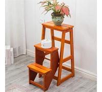 LMMIAOZ Escalera Plegable de Madera, Taburete, Estante, Soporte Multifuncional para Plantas con diseño de Seguridad de 3 peldaños.
