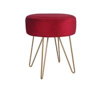 LMMIAOZ Pequeño reposapiés otomano Redondo de Terciopelo capitoné, reposapiés tapizado con Patas de Metal, Taburete para Cambiar Zapatos, Taburete de Maquillaje, Taburete de TOC