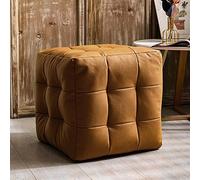 LMMIAOZ Reposapiés otomano de Cuero con Forma de Cubo, Color Liso, para Sala de Estar, Dormitorio, Entrada y Pasillo (Amarillo)