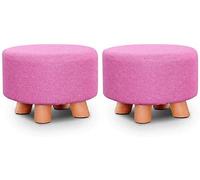 LMMIAOZ Reposapiés otomano de Tela, 2 Piezas, Redondo, 4 Patas, Madera Maciza, para Sala de Estar, balcón, Oficina, Dormitorio, Banco pequeño, Altura 787 Pulgadas, B