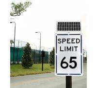 LMMIAOZ Señal de límite de Velocidad LED Solar de 45 x 60 cm, Advertencia de tráfico de Alta Visibilidad, Montaje Exterior de Aluminio Impermeable, luz Intermitente Brillante - a