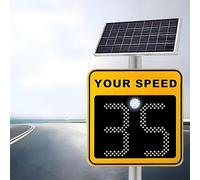 LMMIAOZ Señal de Velocidad LED alimentada por energía Solar - 19.69 x 27.56 Pulgadas. Señal de Advertencia de tráfico con detección de límite de Velocidad y retroalimentación en