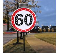 LMMIAOZ Señales solares de Seguridad Vial de 24" con luz Intermitente LED, señal de Advertencia de Stop, LED con energía Solar, señales de límite de Velocidad de 20/30/40/50/60/8