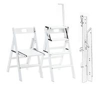 LMMIAOZ Silla de Biblioteca Plegable de Madera con 4 peldaños, Plegable 2 en 1, Soporte de exhibición portátil para Uso Interior y Exterior, Color B, 82 * 43 * 57 cm