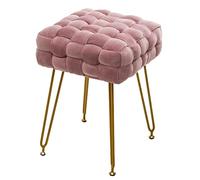 LMMIAOZ Taburete de Maquillaje tapizado en Terciopelo con Patas de Metal para tocador de Dormitorio, Banco otomano Cuadrado Rosa para Sala de Estar, un Detalle considerado.