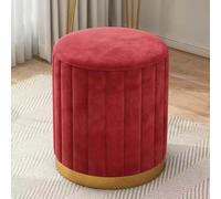 LMMIAOZ Taburete otomano de Terciopelo de Lujo, Redondo, tapizado, con Almacenamiento, reposapiés Compacto y Asiento Adicional para Dormitorio o Sala de Estar, Suave, 33 x 43 cm,