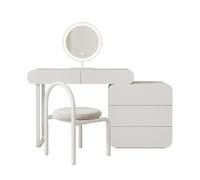 LMMIAOZ Tocador con cajones, Espejo LED e iluminación, Taburete de Maquillaje, tocador para niñas y Mujeres, Elegante estación de Maquillaje para Dormitorio y vestidor.