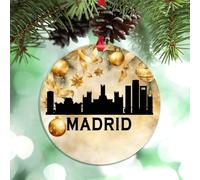 LMMIXEE Adorno de Navidad con el horizonte de España 2024, adorno de paisaje urbano del centro de Madrid para decoración de árbol de Navidad, acrílico, viajes, campo, ciudad, recuerdo, regalos