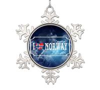 Lmmixee Adornos de Navidad de la bandera de Noruega 2023 con texto en inglés "I Love Norway", adorno de recuerdo de ciudad de viaje para decoración de árbol de Navidad, decoración de fiesta de Año