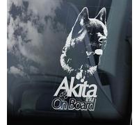 LMMIXEE Akita on Board - Calcomanías para ventana de coche, diseño de signo americano de Inu Ken con texto en inglés "Dog Mom Dad" de vinilo troquelado divertido para parachoques de perro, regalo