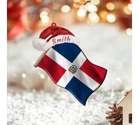 LMMIXEE Bandera de República Dominicana, decoración de árbol de Navidad, bandera de República Dominicana, recuerdo de ciudad de campo, adornos de Navidad planos 2D personalizados 2024, regalos de