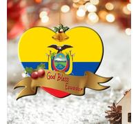 LMMIXEE Bandera nacional de Ecuador 2D adornos planos de Navidad 2024 Ecuador Dios bendiga corazón decoraciones de Navidad para árbol, adornos acrílicos transparentes, regalo único para amigos
