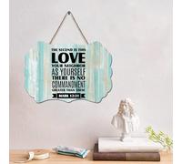 LMMIXEE Letrero de madera con versículo bíblico de Bohemia, con texto en inglés "The Second Is This Saying ", 10 x 15 cm, estilo rústico, cristiano, para pared, cocina, regalo de inauguración de la