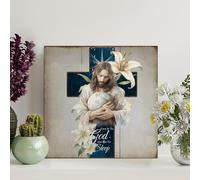 LMMIXEE Letrero de madera retro con versículo bíblico con texto en inglés "Give It to God And Go to Sleep", 30,5 x 30,5 cm, estilo rústico, cristiano, para pared, decoración de granja, cocina, retro