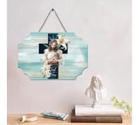 LMMIXEE Letrero de madera vintage con versículo bíblico con texto en inglés "Give It to God And Go to Sleep" de madera de 4 x 6 pulgadas, arte de pared de madera cristiana rústica para decoración de
