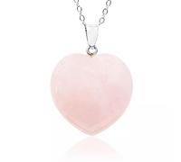 LMMSHA 10pcs Rose Quartz Stone Crystal Heart Shaped Necklace