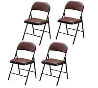 LMMSHA 4pcs Furniture Padded Desk Camping Folding Back Rest Chair with Metal Frame, Used for Home Office Chairs Dining Chairs,I