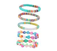 LMMSHA 5pcs Teen Summer Jewelry Stackable Clay Beads Bracelets Fruit Flower Set - Comfortable and Stylish for Beach, Festivals & More