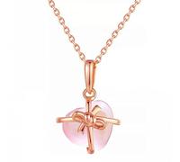 LMMSHA 9x10mm Heart-Shaped Natural Rose Quartz Necklace - 2.55g Chain Jewelry