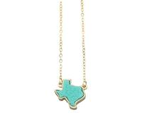 LMMSHA Accessorie Western Cowgirl Texas Women, Geometric Heart Shape Stone - Resin Druzy Jewelry Light Blue Necklace For Valentine Holiday