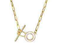 LMMSHA Accessories For Women, Charms Flower Clasp Choker Shell Inlay Toggle Paperclip Chain - Circle, Heart Pendant Necklace