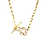 LMMSHA Accessories For Women, Charms Flower Clasp Choker Shell Inlay Toggle Paperclip Chain - Circle, Heart Pendant Necklace