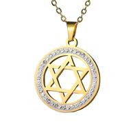 LMMSHA Accessories Girls and 92 Hexagram Round Hollow Posting, Jewish Women, Star of David Necklace for Men