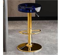 LMMSHA Acrylic Bar Stools Bar-stools Chairs Counter Height Adjustable Swivel Stool Kitchen(Blue,Gold Lifting Rod)