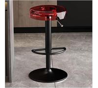 LMMSHA Acrylic Bar Stools Bar-stools Chairs Counter Height Adjustable Swivel Stool Kitchen(Red,Black Lifting Rod)
