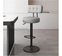 LMMSHA Adjustable Height Single Bar Stools with Backs Swivel Kitchen Breakfast Chairs PU Faux Leather Upholstered Bar-stools(Grey,Black Legs)