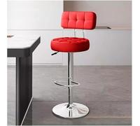 LMMSHA Adjustable Height Single Bar Stools with Backs Swivel Kitchen Breakfast Chairs PU Faux Leather Upholstered Bar-stools(Red,Silver Legs)