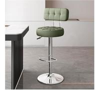 LMMSHA Adjustable Height Single Bar Stools with Backs Swivel Kitchen Breakfast Chairs PU Faux Leather Upholstered Bar-stools(Green,Silver Legs)