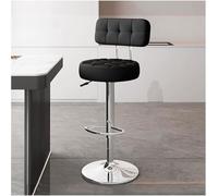 LMMSHA Adjustable Height Single Bar Stools with Backs Swivel Kitchen Breakfast Chairs PU Faux Leather Upholstered Bar-stools(Black,Silver Legs)