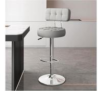 LMMSHA Adjustable Height Single Bar Stools with Backs Swivel Kitchen Breakfast Chairs PU Faux Leather Upholstered Bar-stools(Grey,Silver Legs)