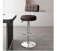 LMMSHA Adjustable Height Single Bar Stools with Backs Swivel Kitchen Breakfast Chairs PU Faux Leather Upholstered Bar-stools(Brown,Silver Legs)